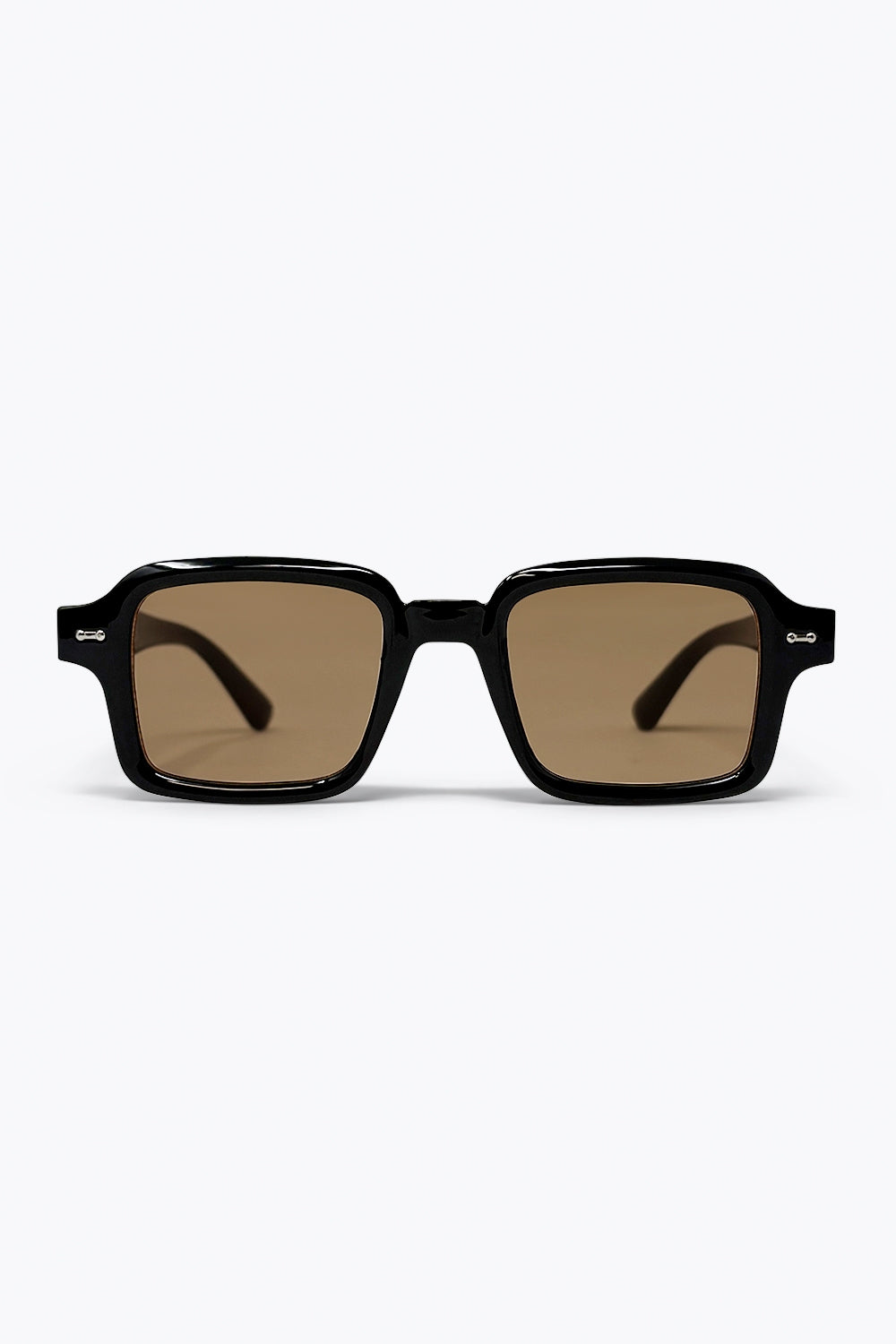UNIKCOSA Black Thick Frame Square Brown Lens Sunglasses