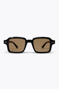 UNIKCOSA Black Thick Frame Square Brown Lens Sunglasses