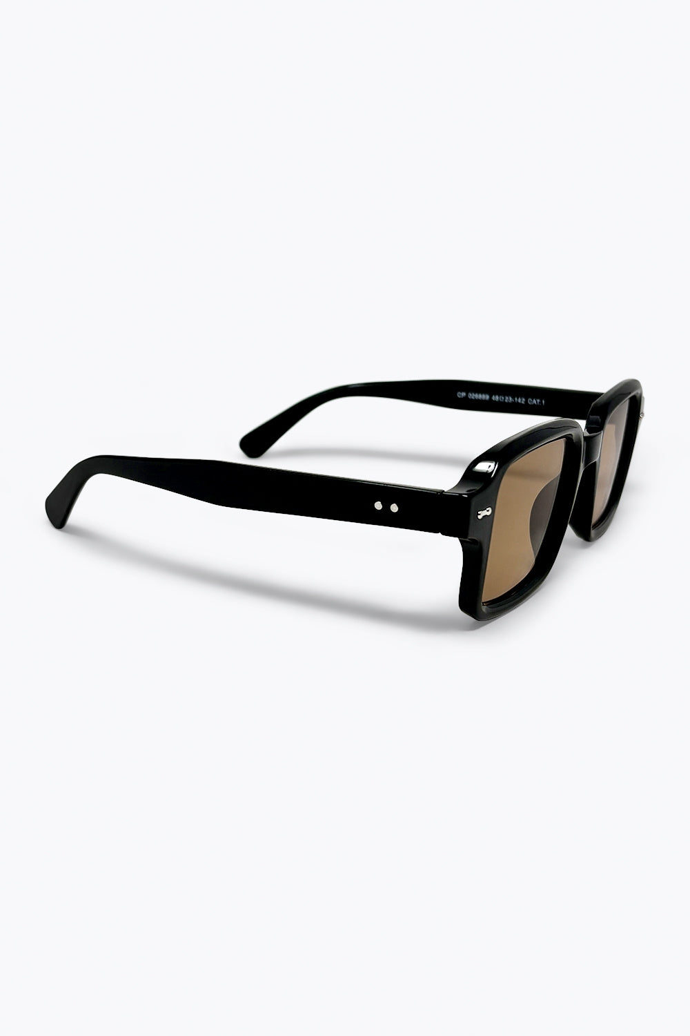 UNIKCOSA Black Thick Frame Square Brown Lens Sunglasses