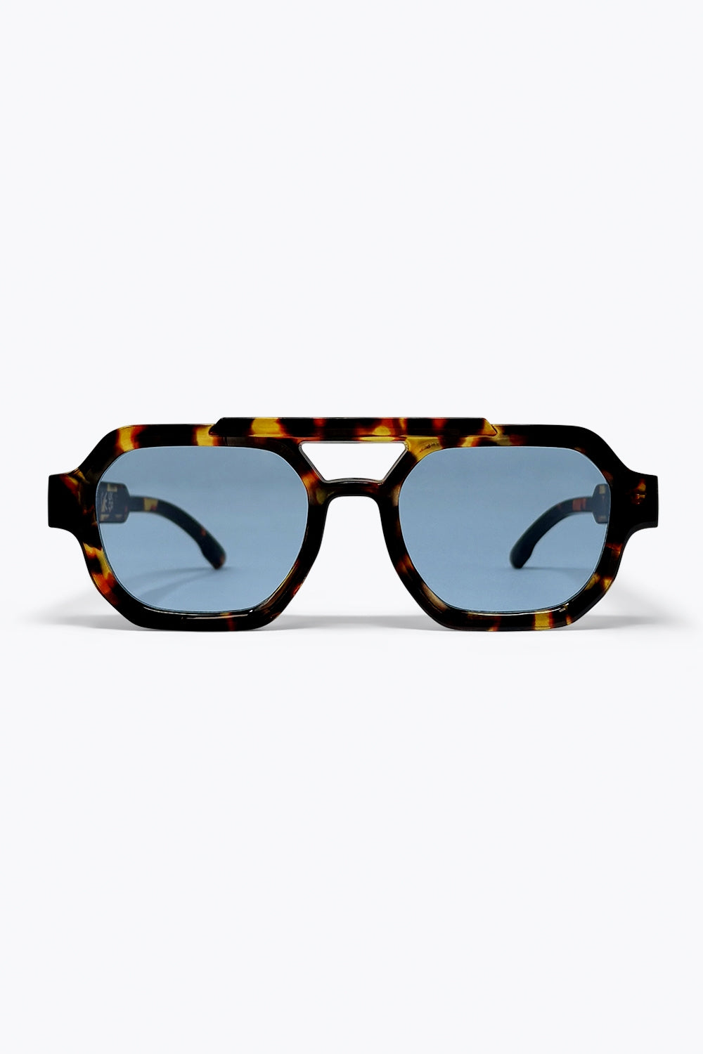 UNIKCOSA Multicolor Tortoiseshell Blue Lens Oversize Sunglasses