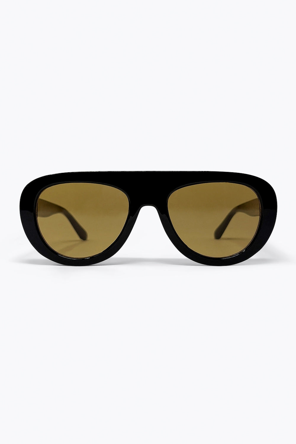 UNIKCOSA Black Oversize Wide Frame Brown Lens Sunglasses