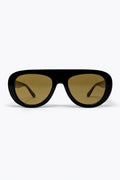 UNIKCOSA Black Oversize Wide Frame Brown Lens Sunglasses