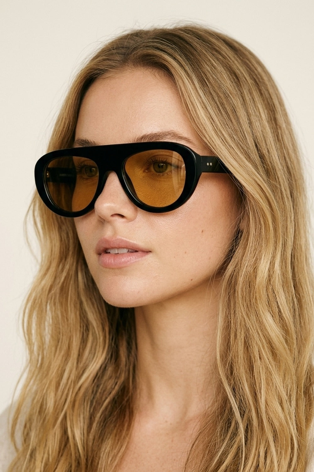 UNIKCOSA Black Oversize Wide Frame Brown Lens Sunglasses