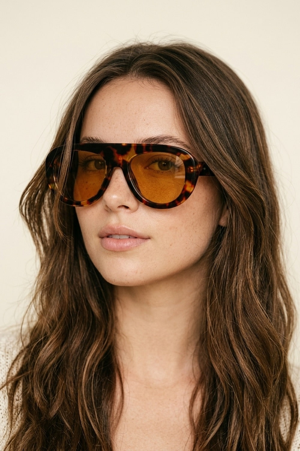 UNIKCOSA Multicolor Tortoiseshell Amber Lens Oversize Rectangle Sunglasses