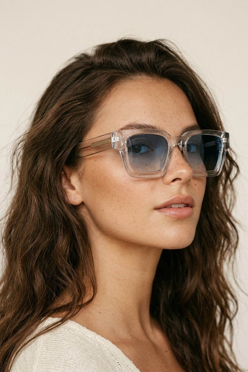 UNIKCOSA Multicolor Gradient Lens Clear Square Frame Sunglasses