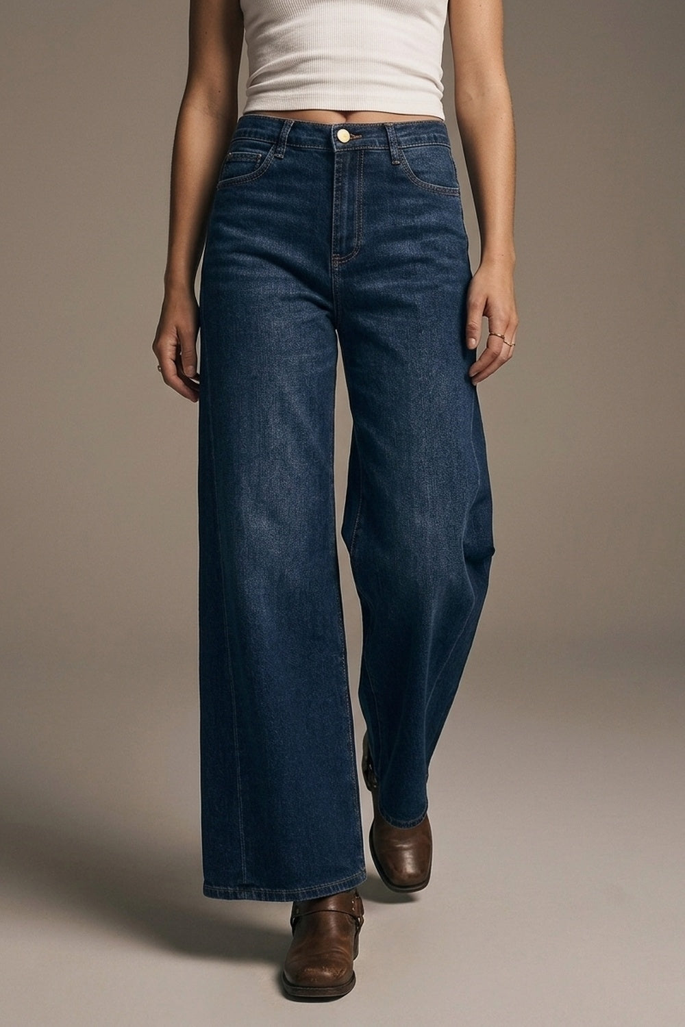 UNIKCOSA Extra Wide Leg Jeans in Dark Wash