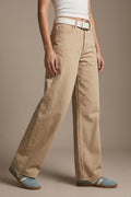 UNIKCOSA Pants extra wide fit in washed beige