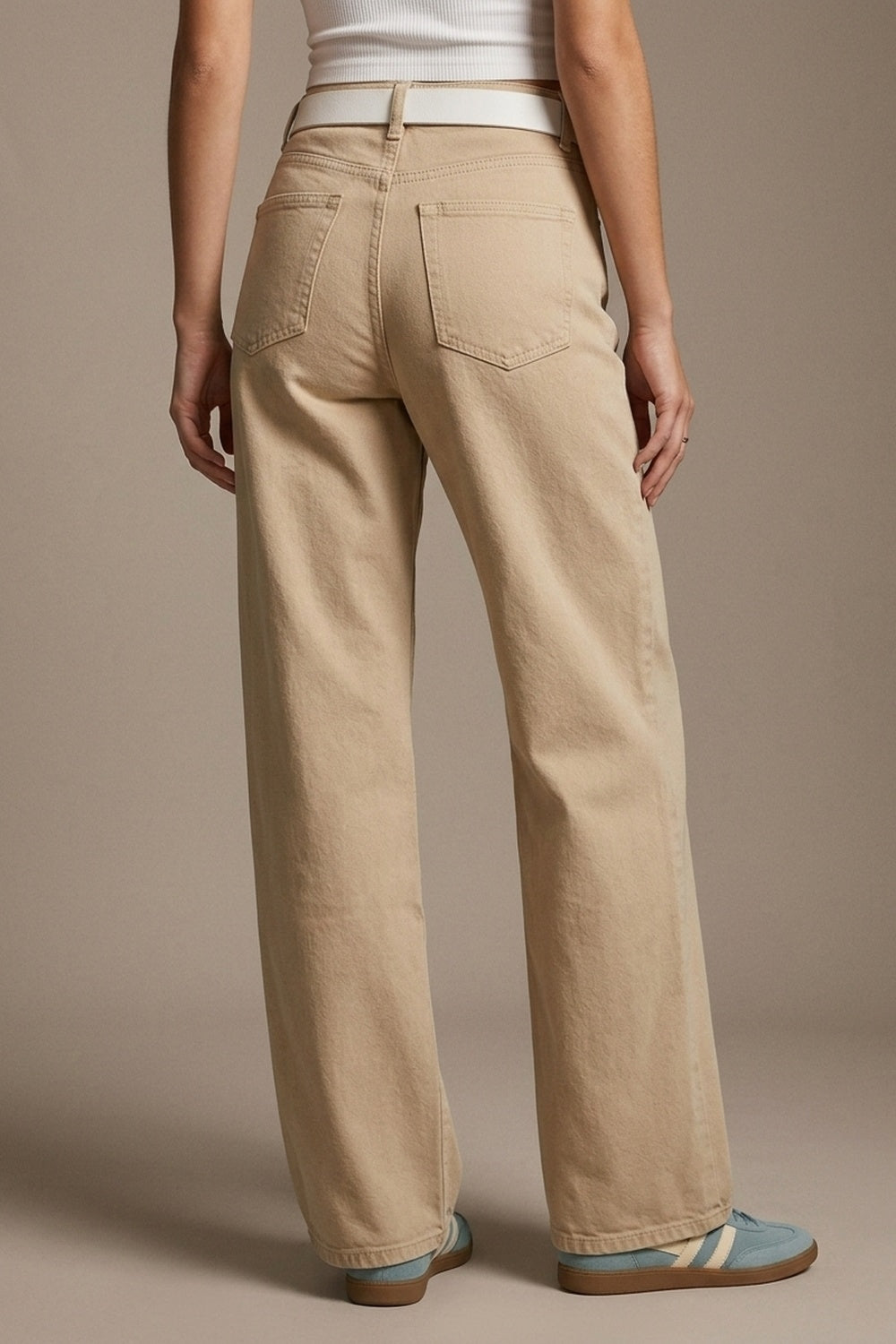 UNIKCOSA Pants extra wide fit in washed beige