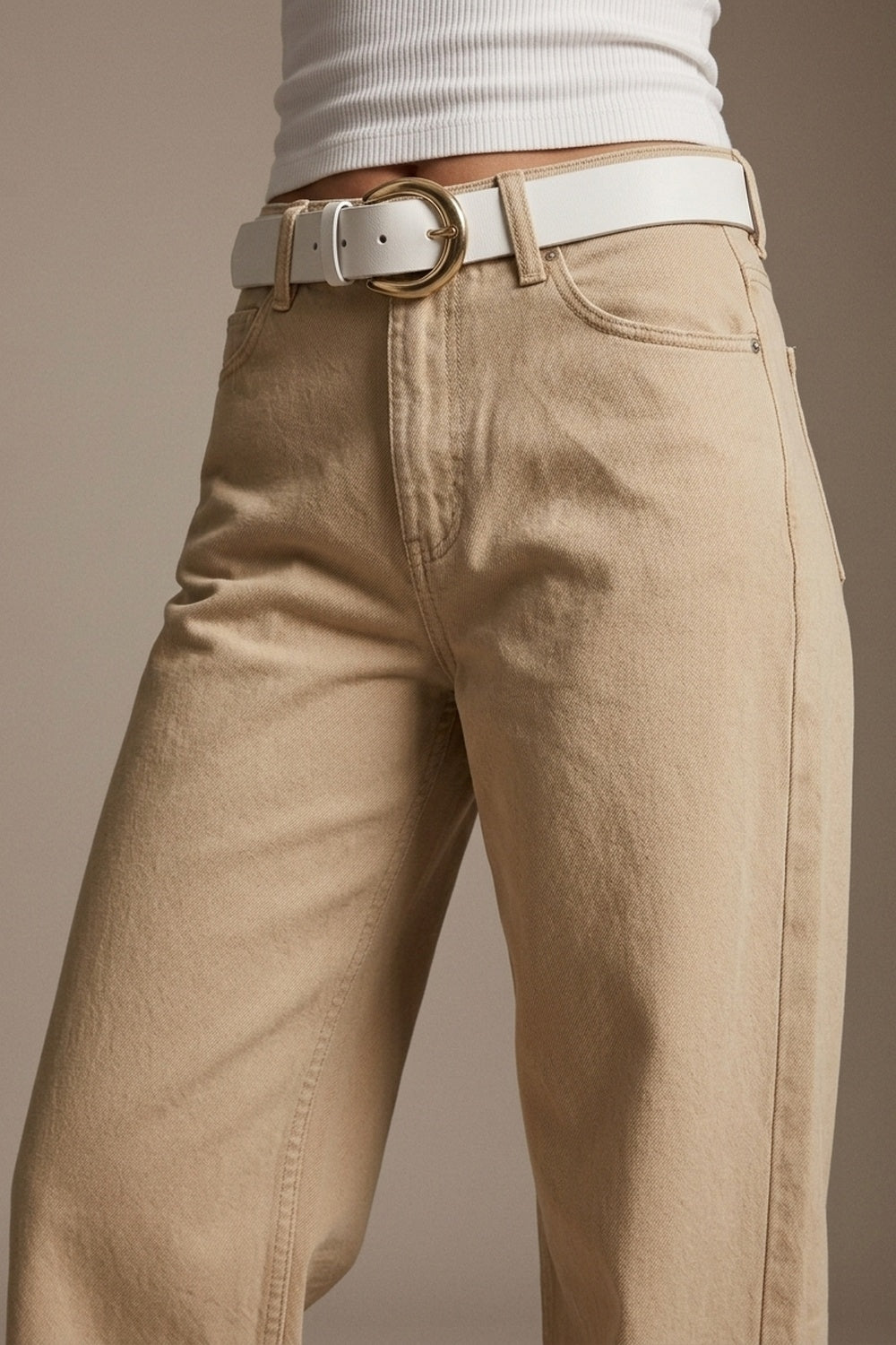 UNIKCOSA Pants extra wide fit in washed beige