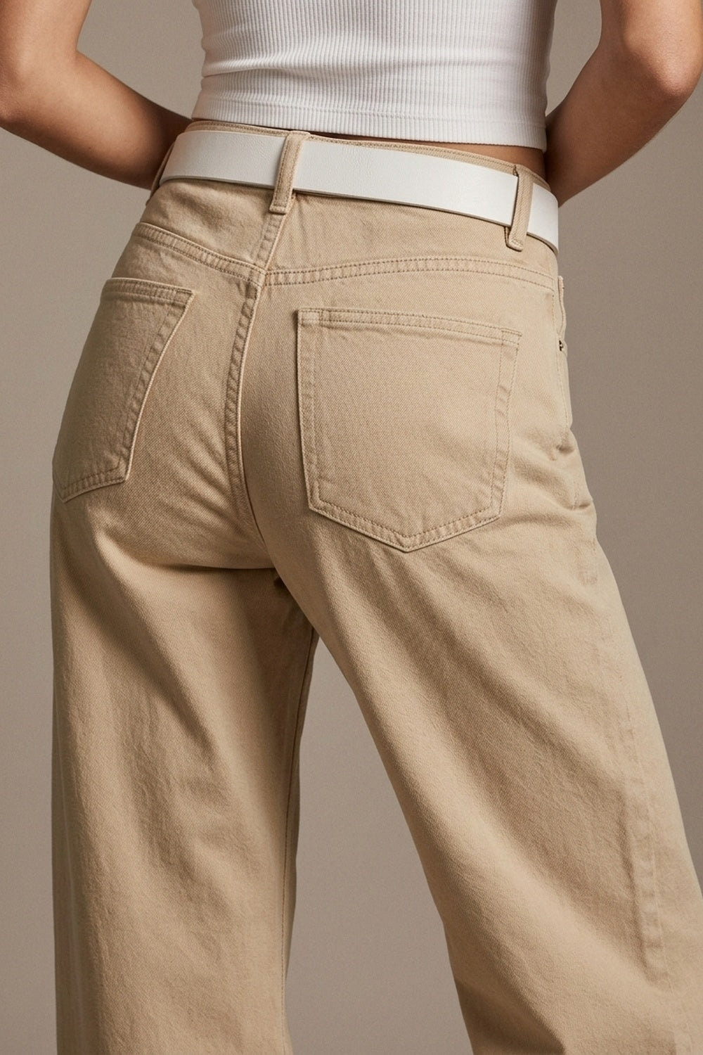 UNIKCOSA Pants extra wide fit in washed beige