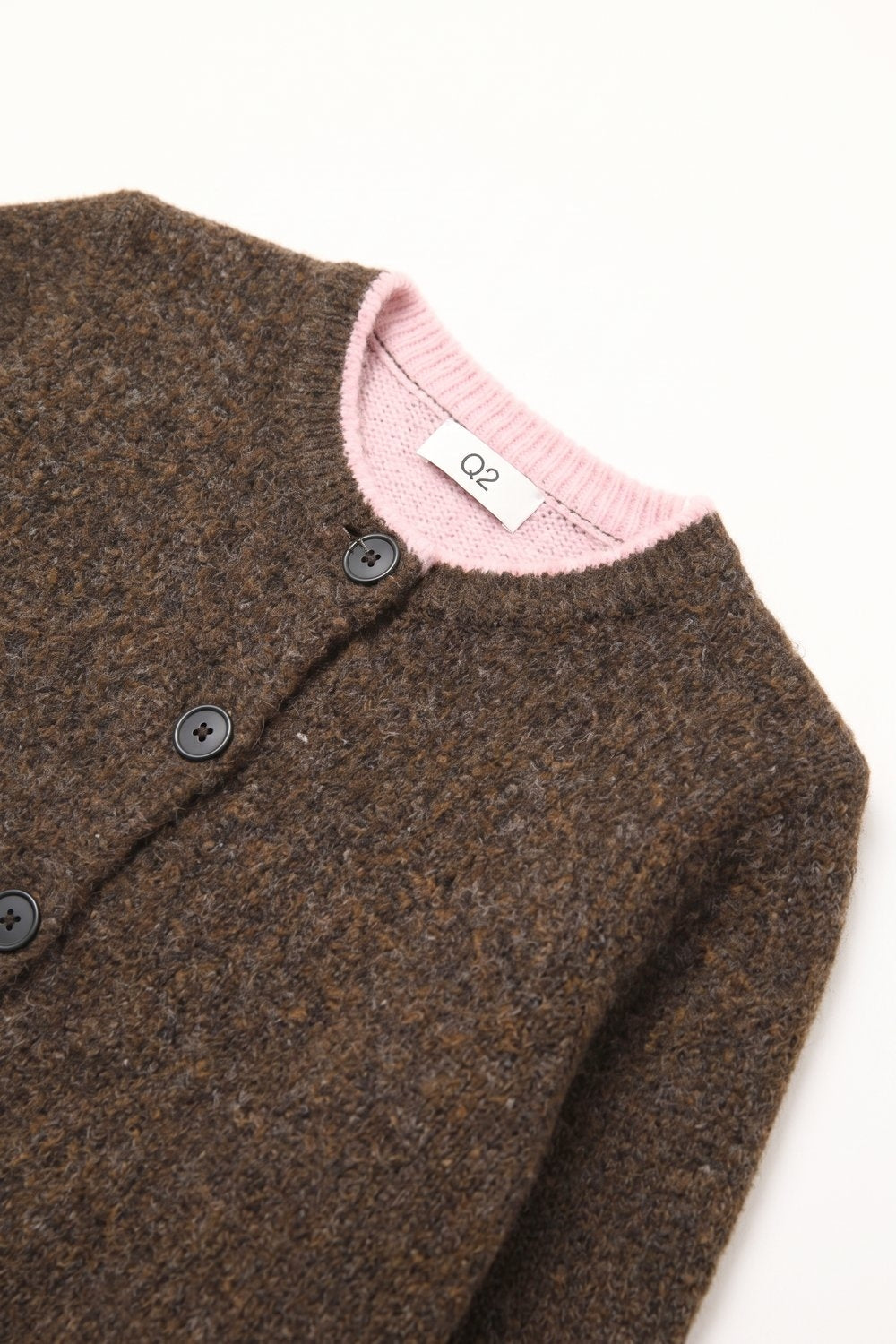 UNIKCOSA brown and pink contrast-trim cardigan