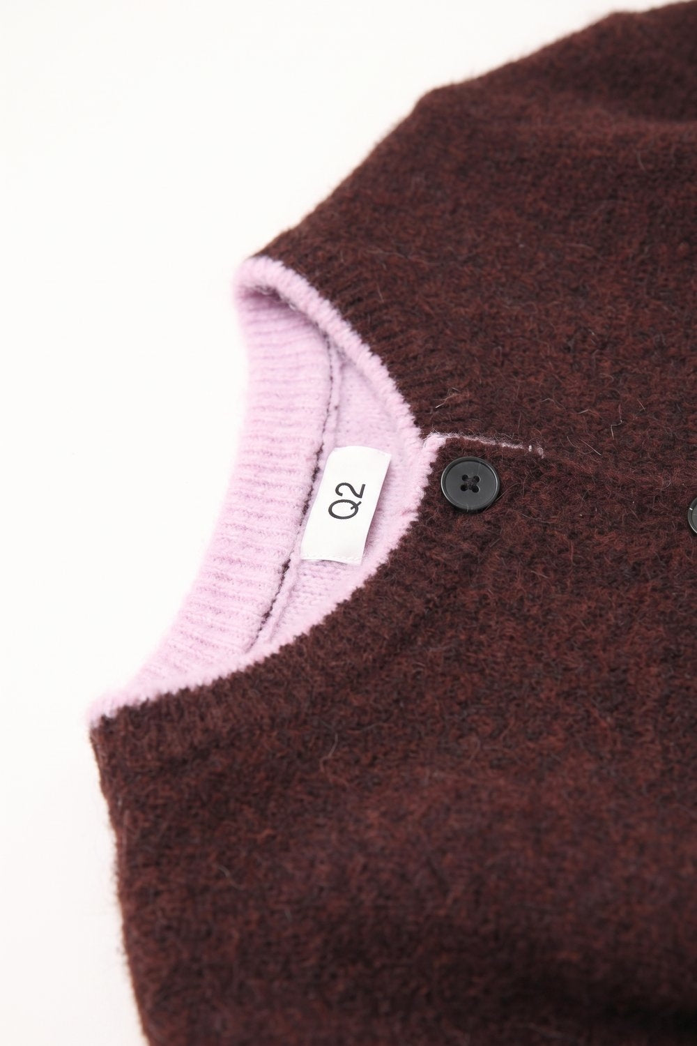 UNIKCOSA burgundy contrast-trim button cardigan