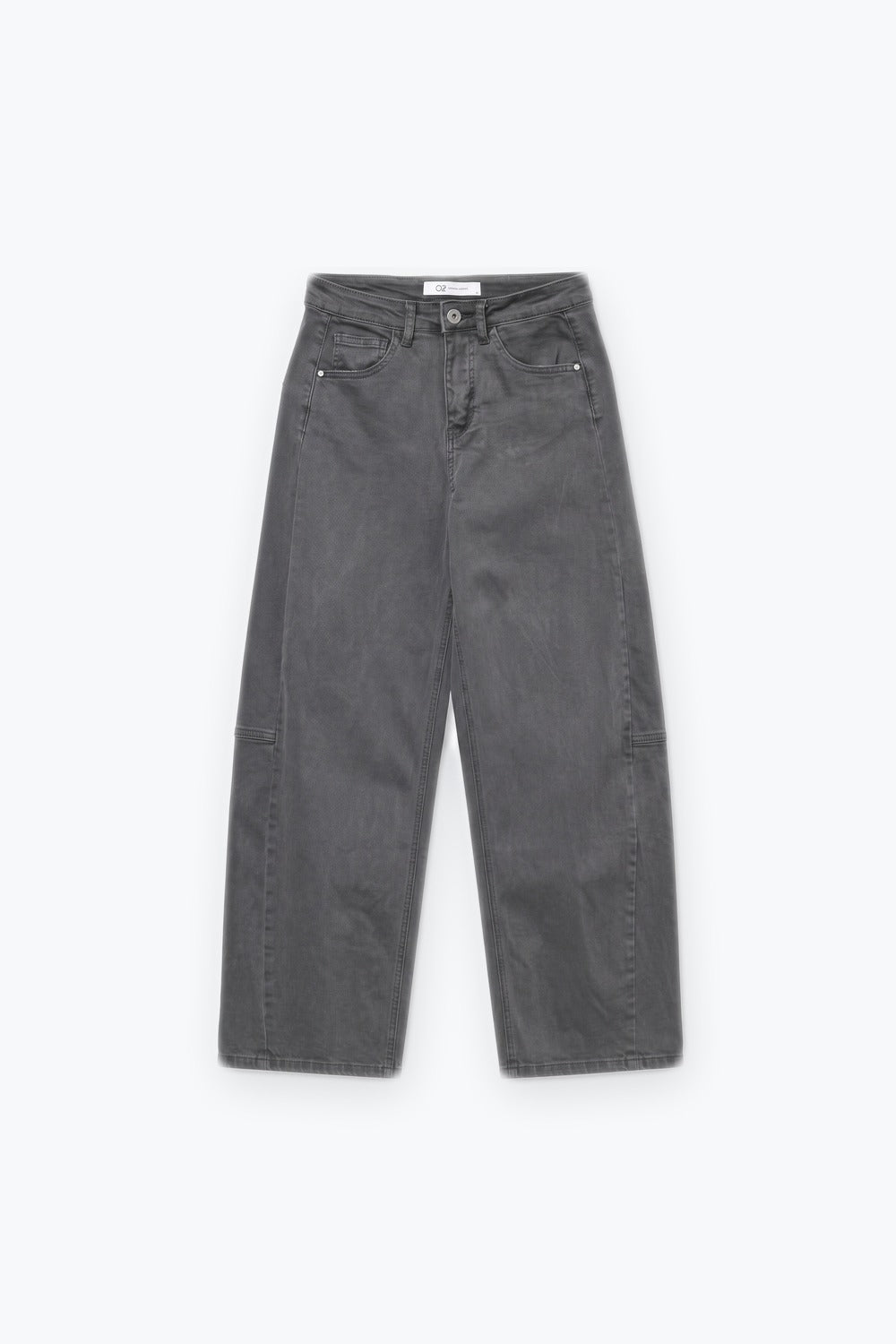 Grey Wide-Leg Pants in Barrel Style with side seam