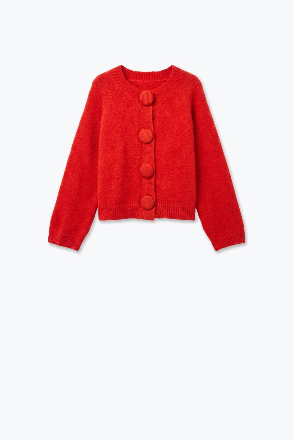 UNIKCOSA red brushed-knit cropped cardigan