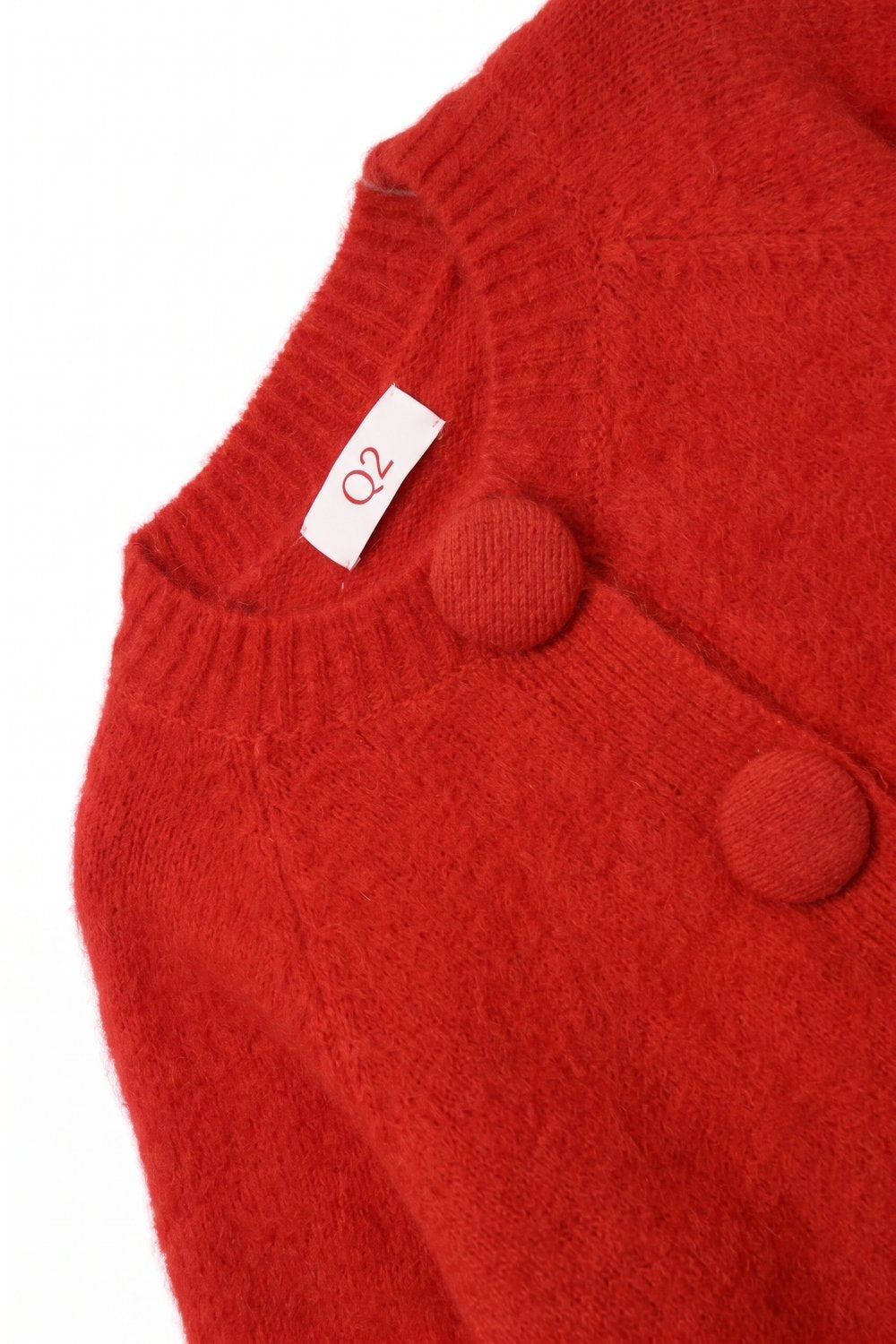 UNIKCOSA red brushed-knit cropped cardigan