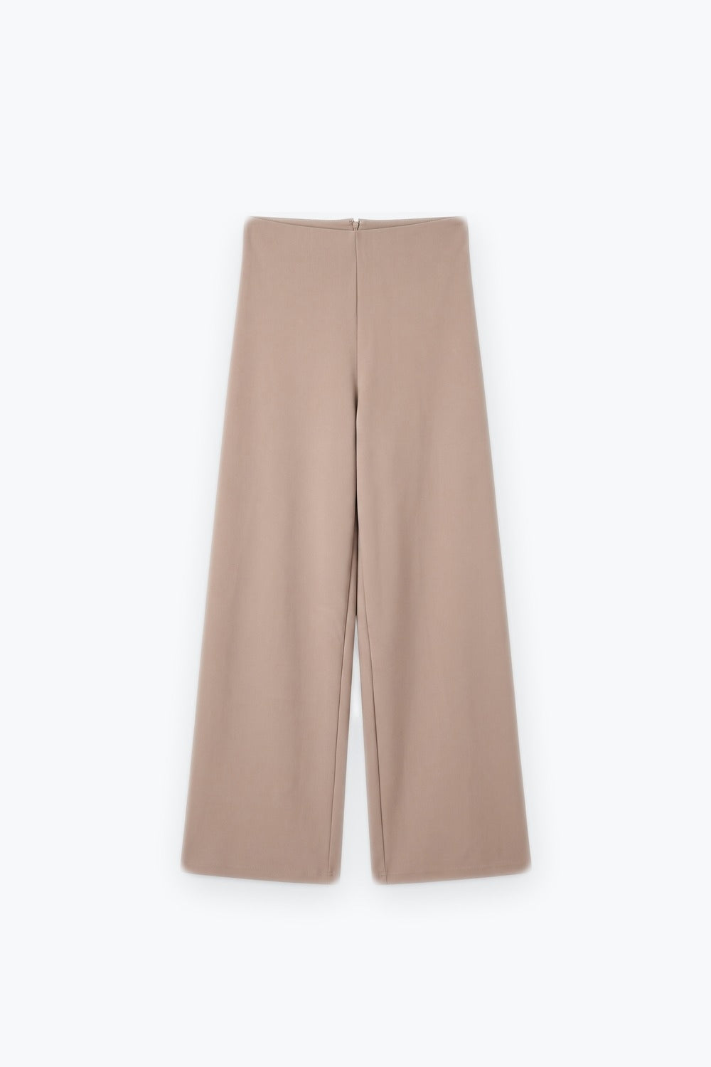 Dark Beige Soft  Knit High Waist Wide Leg Pants without waistband