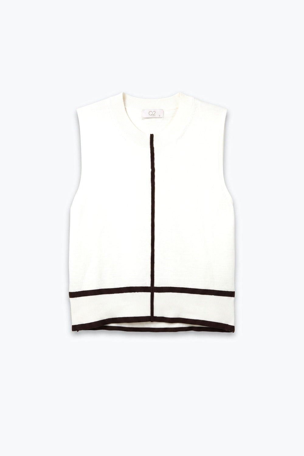 Cream Fine Knit Contrast Trim Sleeveless Sweater