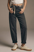 UNIKCOSA washed gray high-waisted barrel-leg jeans
