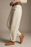 UNIKCOSA Cream Barrel-Leg Balloon Jeans with Pockets