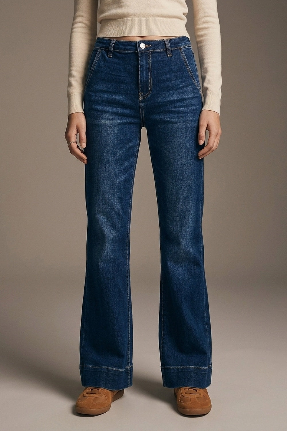 UNIKCOSA High waist Dark Blue Flare Jeans