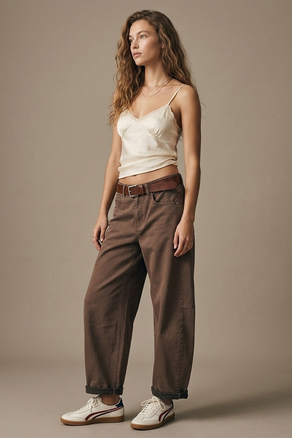 UNIKCOSA Fango Belted Barrel-Leg Pants