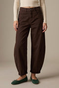 UNIKCOSA Chocolate Belted Barrel-Leg Pants