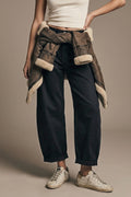 UNIKCOSA Black Barrel-Leg Balloon Jeans