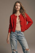 UNIKCOSA red brushed-knit cropped cardigan