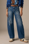 UNIKCOSA Blue Side-Seam Balloon-Leg Jeans