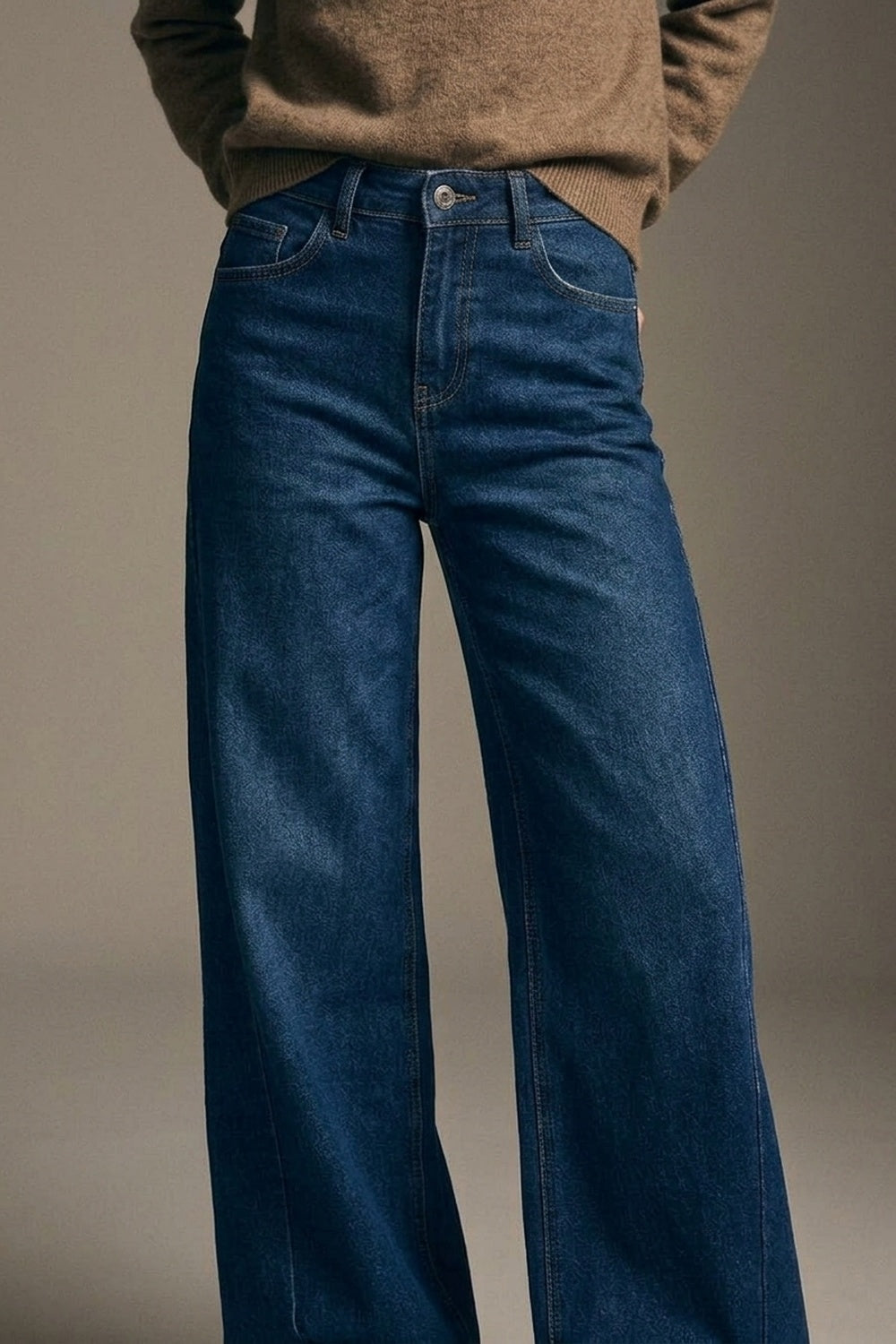 Product view 4 of dark-wash extra-wide-leg blue jeans