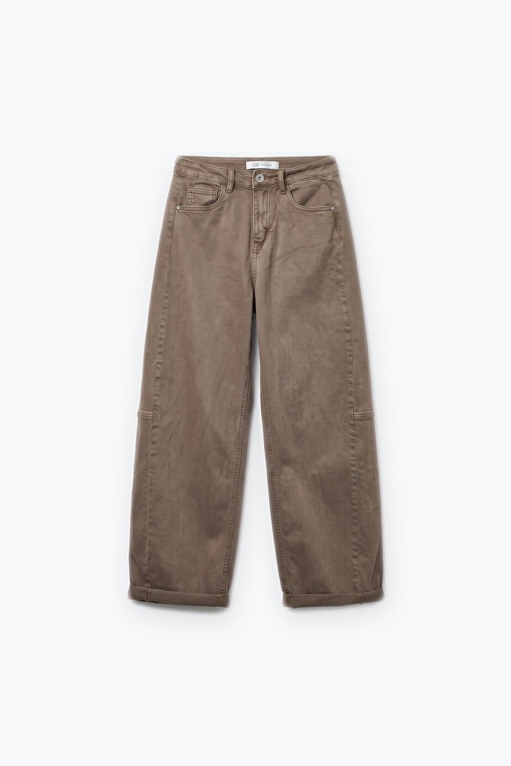 Camel Wide-Leg Casual Twill Pants in Barrel Style