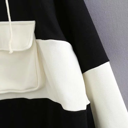 UNIKCOSA Velora Striped Panel Hoodie Loose Fit Cotton 💫