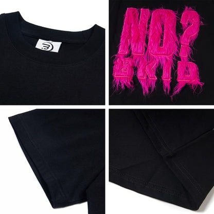 UNIKCOSA StreetCore Embroidered Letter Flock T-Shirt for Men 🖤 (Unisex Fit)