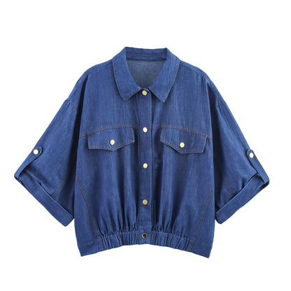 UNIKCOSA NoirFit DenimÉclat Set Short Jacket And Pants 💫