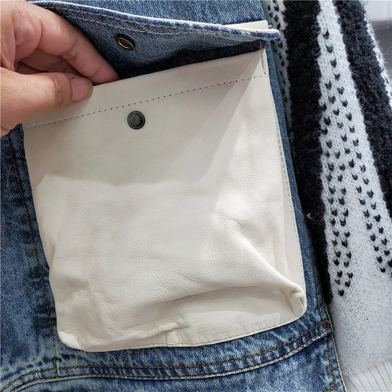 UNIKCOSA KnitDenim Splice Pocket Jacket