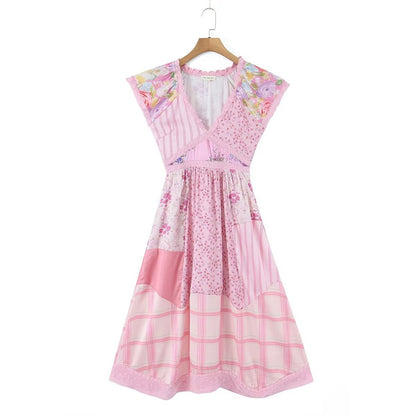 UNIKCOSA LuxeEase Elegant V Neck A Line Dress Printed 🌸