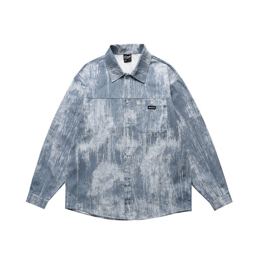 UNIKCOSA LuxeEase Long Sleeve Shirt Tie Dye Bark Pattern 💫