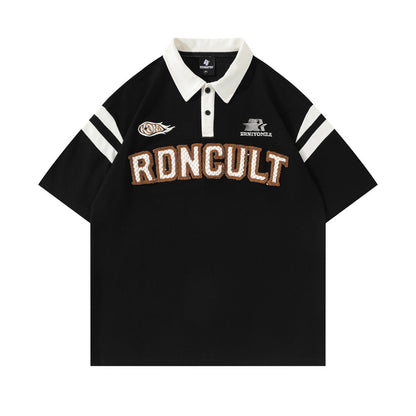 UNIKCOSA UrbanSoul Embroidered Letter Short Sleeve Top 💫