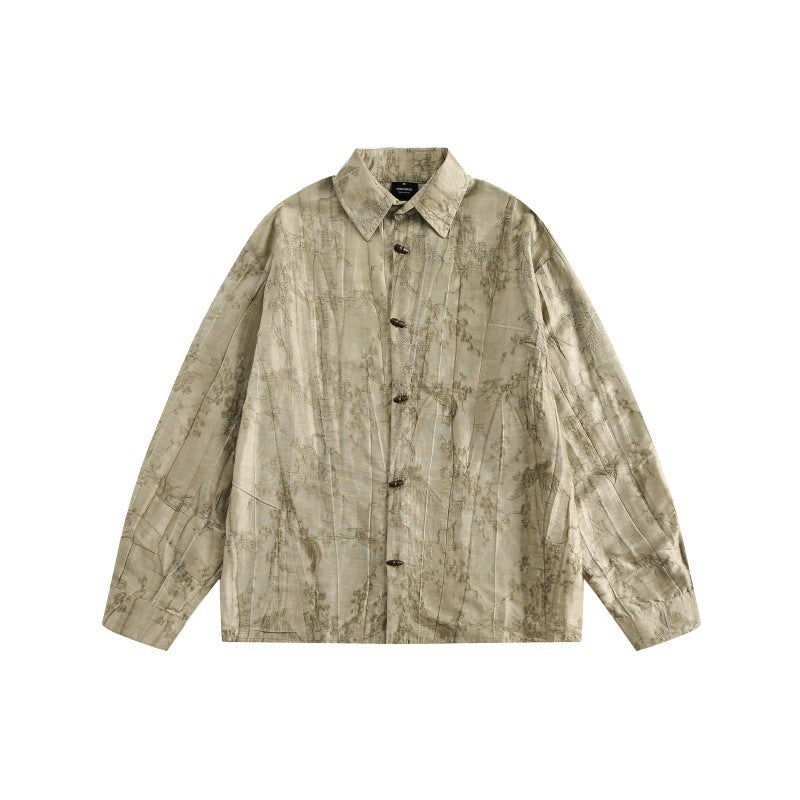 UNIKCOSA UrbanSoul Printed Loose Fitting Shirt Darkgrey 💫