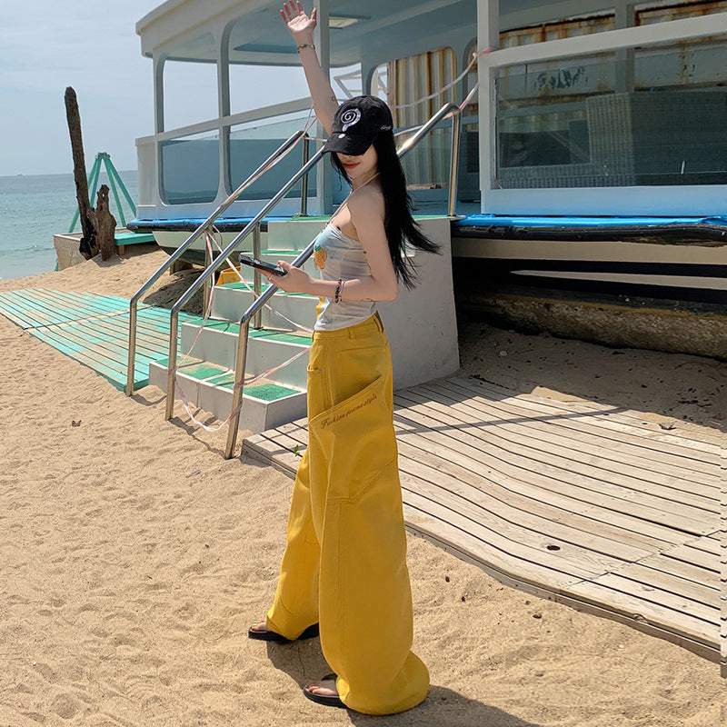 UNIKCOSA PatchMuse Embroidered High-Waist Wide-Leg Jeans for Women 💛