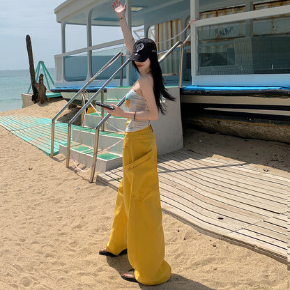 UNIKCOSA PatchMuse Embroidered High-Waist Wide-Leg Jeans for Women 💛