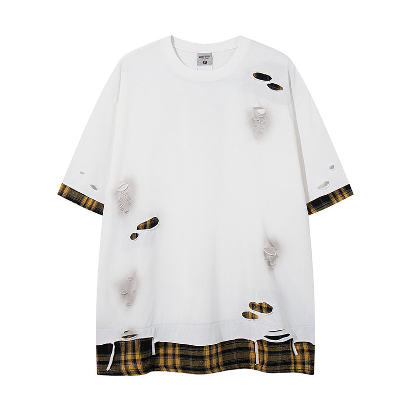 UNIKCOSA UrbanSoul Plaid Short Sleeve T Shirt For Men 💫