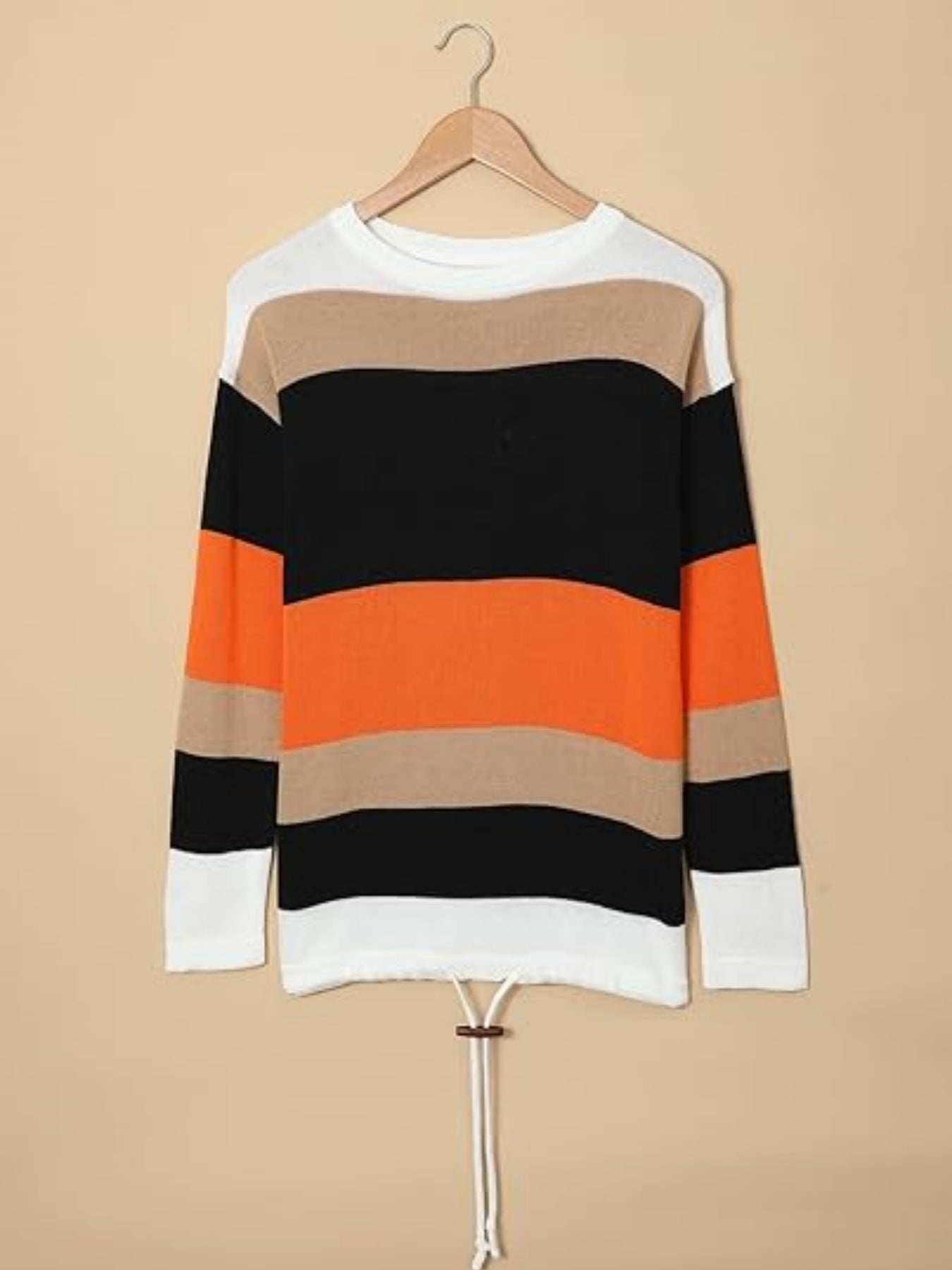 UNIKCOSA LuxeEase Striped Color-Block Hoodie Sweater 💫