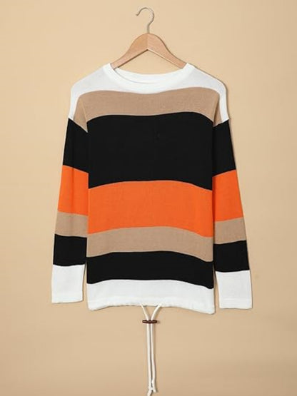 UNIKCOSA LuxeEase Striped Color-Block Hoodie Sweater 💫