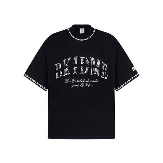 UNIKCOSA PearlEdge Heavy Beaded Oversized T-Shirt for Men 💠 (Unisex Fit)