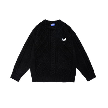 UNIKCOSA Velora Diamond Letter Embroidered Loose Sweater 💫