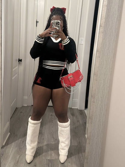 UNIKCOSA NoirFit Two Piece Set Lapel Top And Shorts 💫