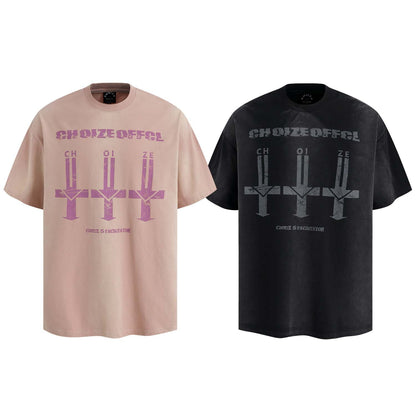 UNIKCOSA UrbanSoul Retro Cross LetterPrint Tee Unisex 💫