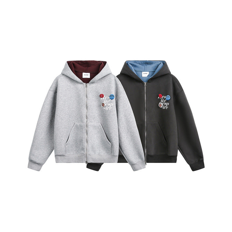 UNIKCOSA Velora Unisex School Style Badge Zip Up Hoodie 💫