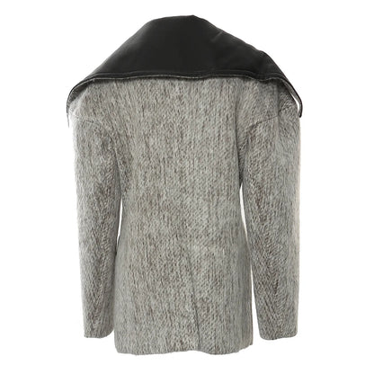 UNIKCOSA WoolMuse Colorblock Long Wool Coat for Women 🤍🖤